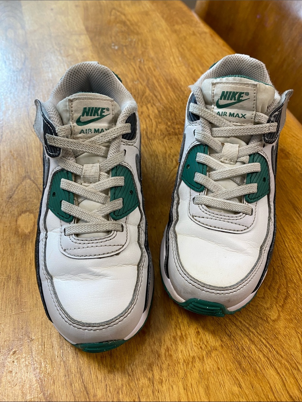 Nike Kids White and Green Air Max Sneakers